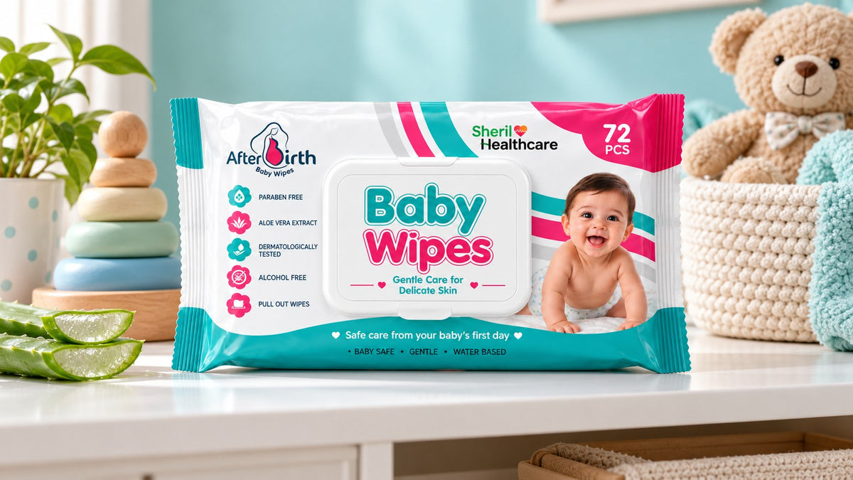 AfterBirth Baby Wipes 72 pcs pack by Sheril Healthcare – paraben-free, alcohol-free baby wipes with aloe vera