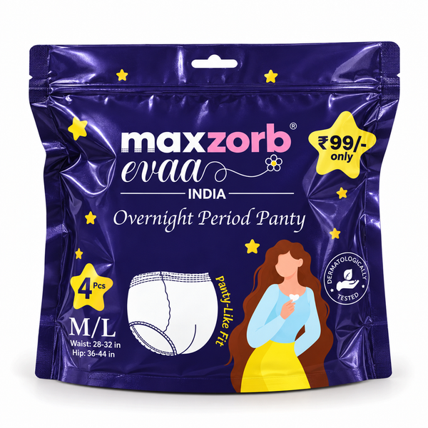 Maxzorb Evaa overnight period panty – pack front view