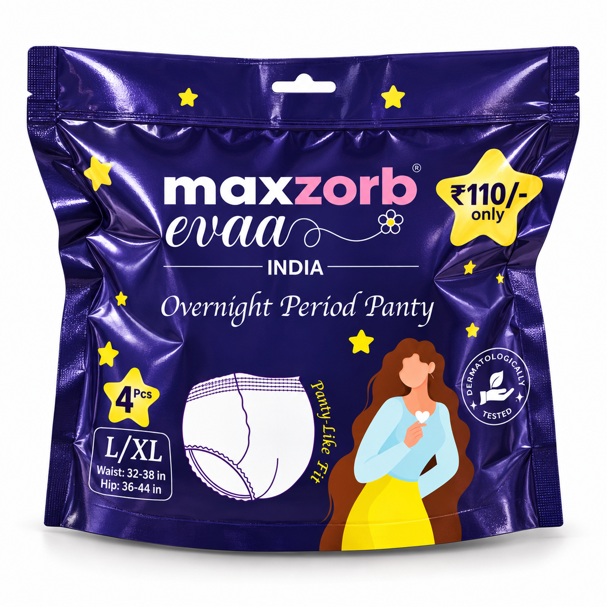 Maxzorb Evaa overnight period panty – L/XL size pack
