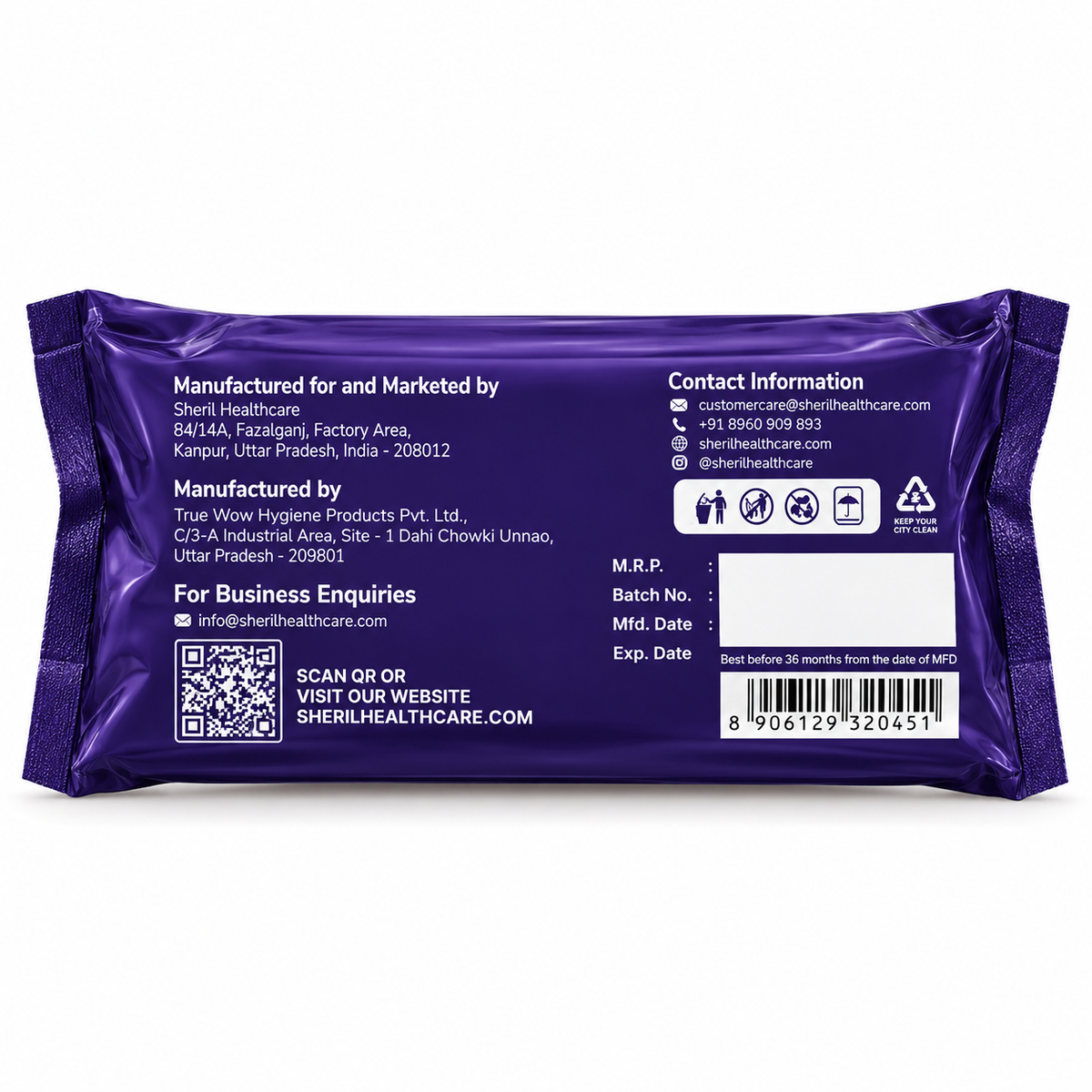 Maxzorb Evaa ultra thin XL sanitary pads with wings – back of pack with details
