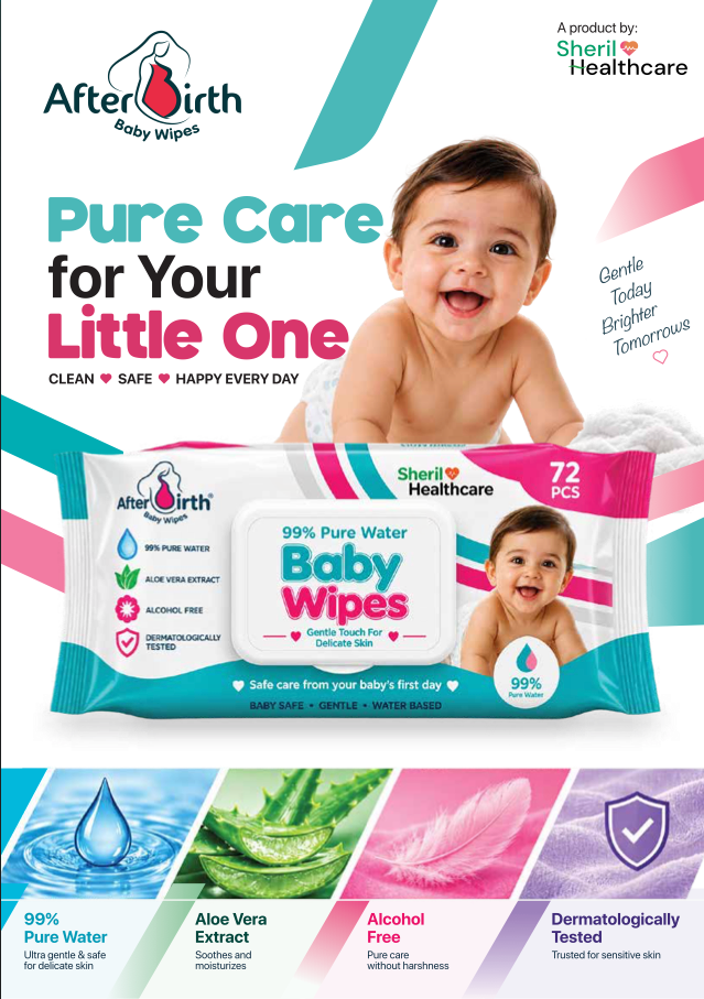 AfterBirth baby wipes 72 pcs with 99% water – product brochure