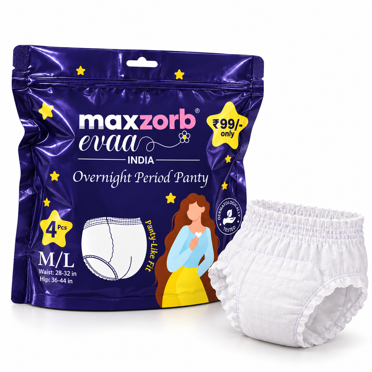Maxzorb Evaa overnight period panty – pack with panty